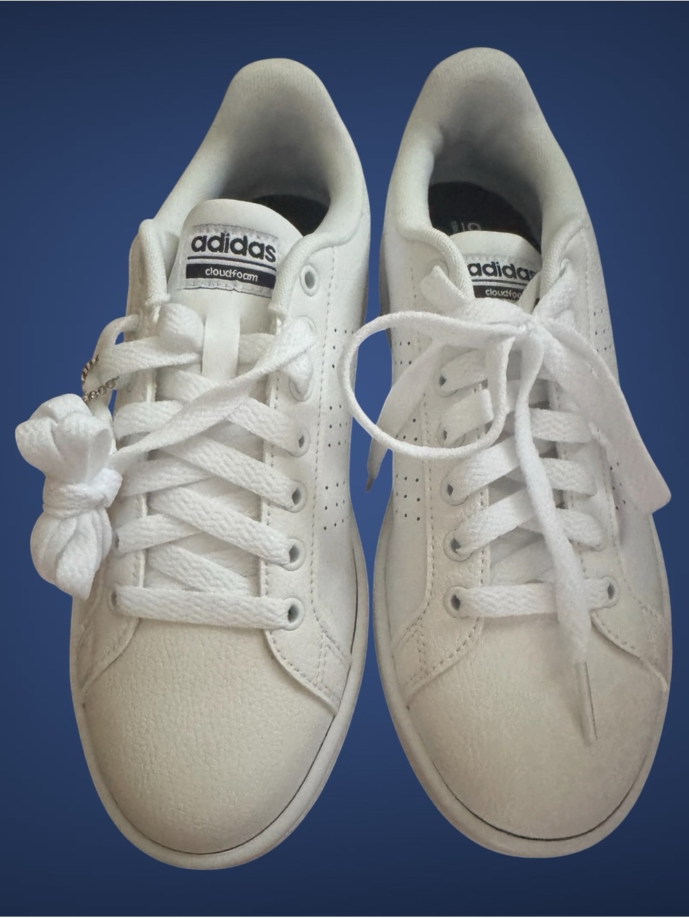 adidas White Low-Top Cloudfoam Sneakers
